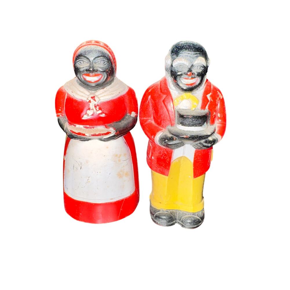 Vintage Fitz And Floyd Salt & Pepper Shakers USA Made 3" Americana Plastic